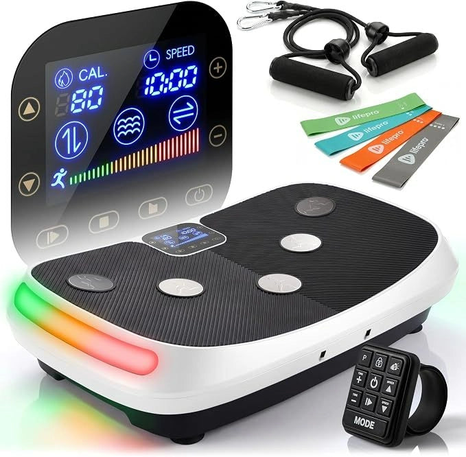 MERACH 4D Full-Body Vibration Platform—supports lymphatic drainage, fat loss, and muscle activation; features Bluetooth connectivity.