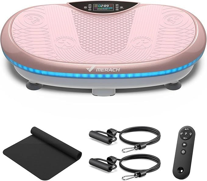 MERACH 4D Full-Body Vibration Platform—supports lymphatic drainage, fat loss, and muscle activation; features Bluetooth connectivity.