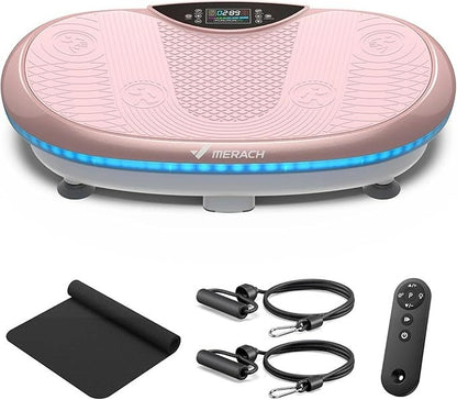 MERACH 4D Full-Body Vibration Platform—supports lymphatic drainage, fat loss, and muscle activation; features Bluetooth connectivity.