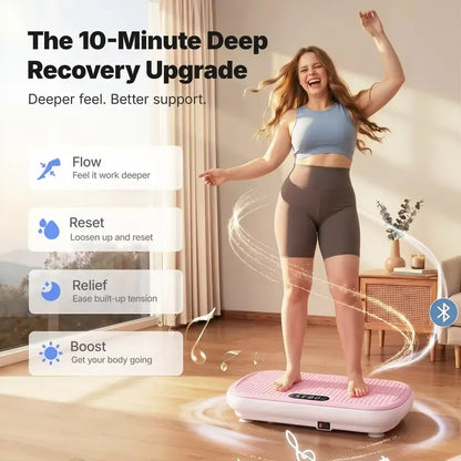 MERACH 4D Full-Body Vibration Platform—supports lymphatic drainage, fat loss, and muscle activation; features Bluetooth connectivity.