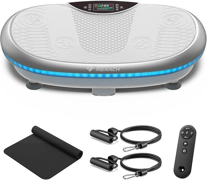 MERACH 4D Full-Body Vibration Platform—supports lymphatic drainage, fat loss, and muscle activation; features Bluetooth connectivity.