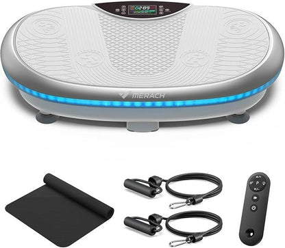 MERACH 4D Full-Body Vibration Platform—supports lymphatic drainage, fat loss, and muscle activation; features Bluetooth connectivity.