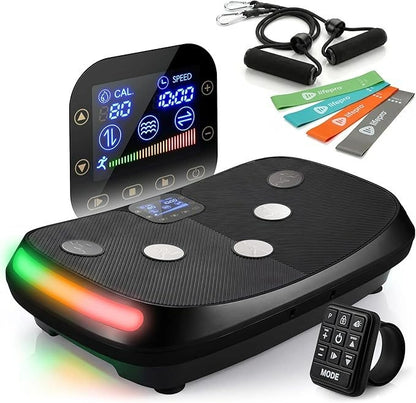MERACH 4D Full-Body Vibration Platform—supports lymphatic drainage, fat loss, and muscle activation; features Bluetooth connectivity.