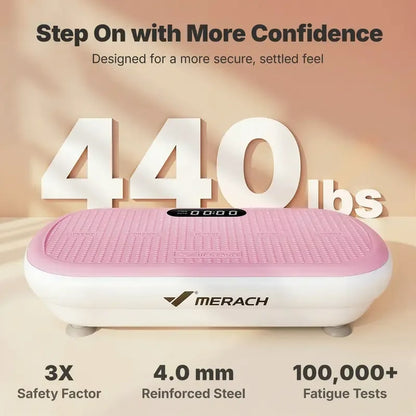 MERACH 4D Full-Body Vibration Platform—supports lymphatic drainage, fat loss, and muscle activation; features Bluetooth connectivity.