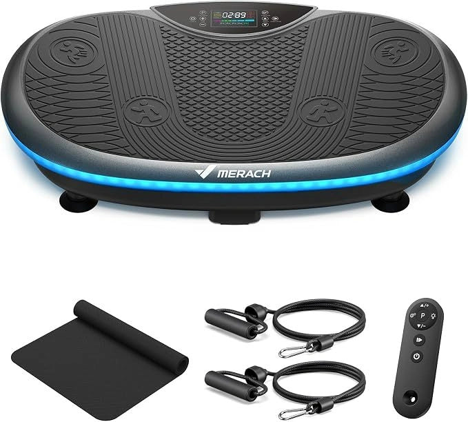 MERACH 4D Full-Body Vibration Platform—supports lymphatic drainage, fat loss, and muscle activation; features Bluetooth connectivity.