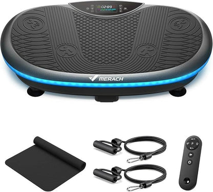 MERACH 4D Full-Body Vibration Platform—supports lymphatic drainage, fat loss, and muscle activation; features Bluetooth connectivity.