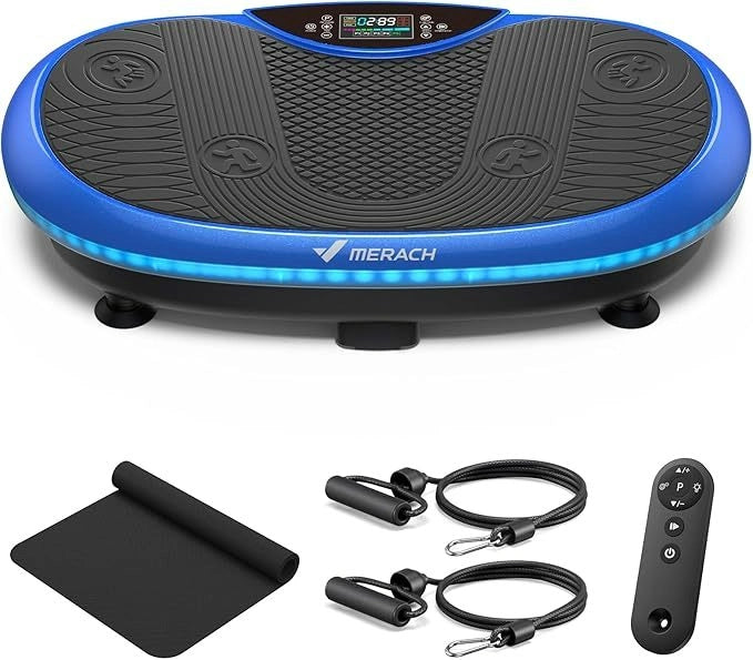 MERACH 4D Full-Body Vibration Platform—supports lymphatic drainage, fat loss, and muscle activation; features Bluetooth connectivity.