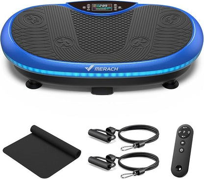 MERACH 4D Full-Body Vibration Platform—supports lymphatic drainage, fat loss, and muscle activation; features Bluetooth connectivity.